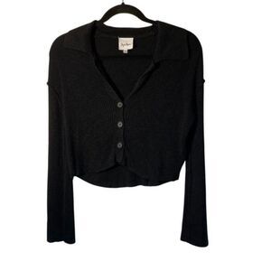 Sky to moon black ribbed cropped whimsigoth Gothic sweater cardigan S